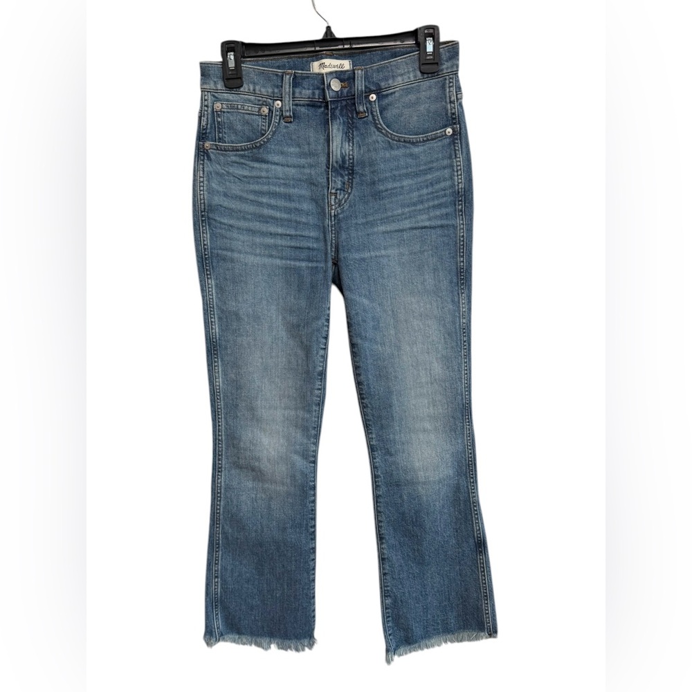 Madewell Cali Demi-Boot Jeans in Fleetwood Wash- Raw Hem-Size 27” - Picture 2 of 14